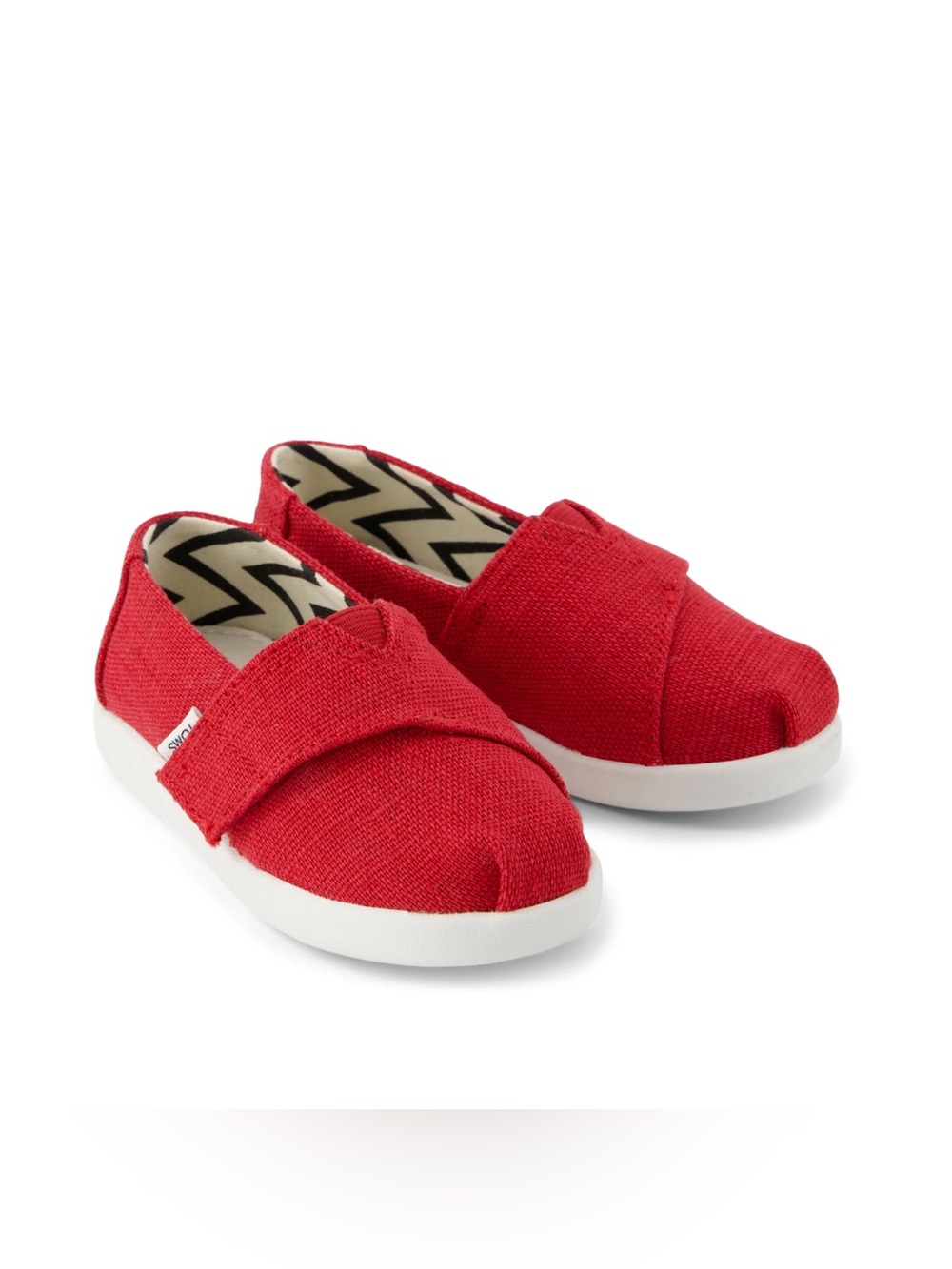 Toms Red Canvas Kids Slip-On Sneakers Toddler 7